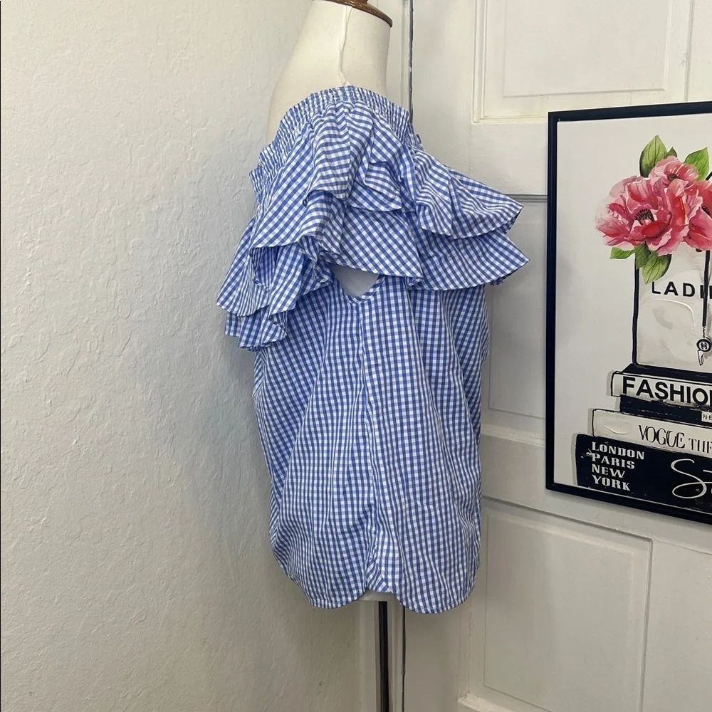 NWT Petersyn Blue & White Gingham Top Size S - Picture 2 of 9